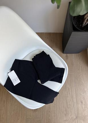 Чорні безшовні шорти велосипедки в рубчик zara спортивні шортики зара