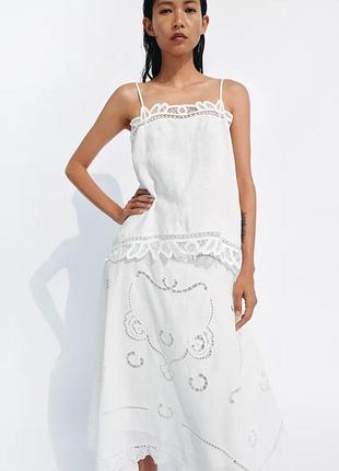 Топ zw collection из 100% льна с вышивкой