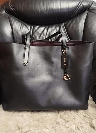 Сумка тоут coach натуральна шкіра