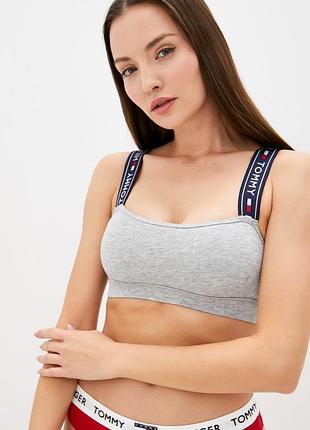 Топ спортивный кроп топик серый Tommy hilfiger монограммой брители