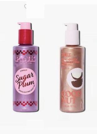 Олія бронзер для засмаги олійка highlighting body oil pink victorias secret оригінал pineapple coconut sugar plump бронзер олійка-бронзер