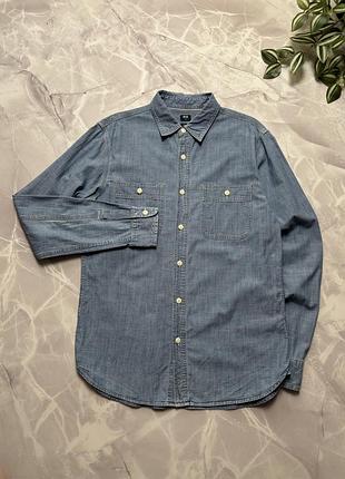 Сорочка uniqlo chambray work shirt slim fit