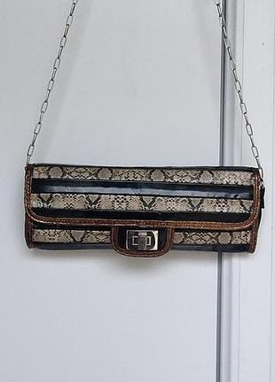 Клатч жіночий з ланцюжком limited collection шкіряний, шкіра змії.