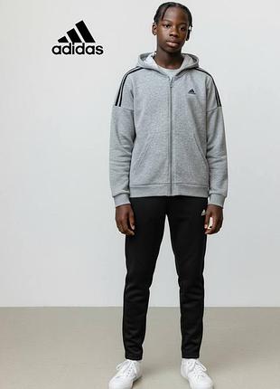 Оригінальне підроскове дитяче зіп худі adidas сіре з капюшоном вільна дитяча кофта адідас пайта котонове бавовняне розмір а1