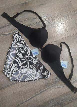 85в(16)l, m&s, стильный черный раздельный купальник на поролоне, новый