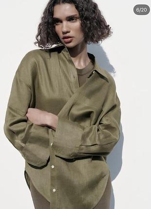 Шикарна льняна сорочка zara 🌿