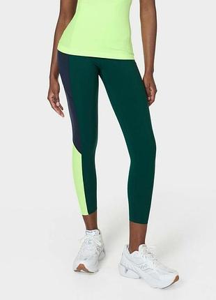 Спортивні легінси лосіни sweaty betty power ultrasculpt з високою талією, довжиною 7/8, з кольоровими блоками