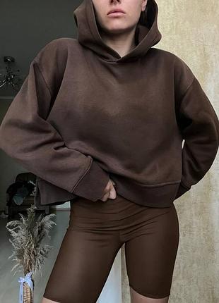 Шоколадний утеплений худі від zara