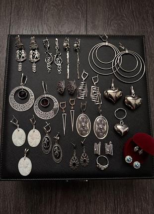 Сережки срібні 925 проби, серьги серебро, срібло, жемчуг, перли, перламутр, позолота, онікс , марказити