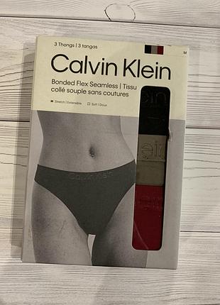 Женские трусики стринги calvin klein, новые, 3 шт, в упаковке
