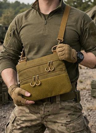Тактична сумка через плече з панеллю для патчів cordura койот