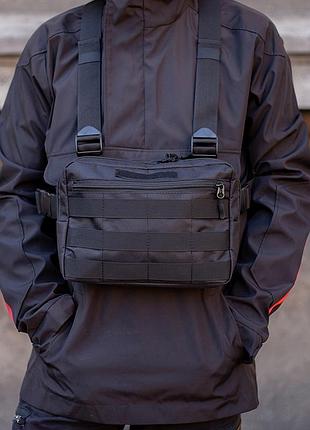 Тактическая нагрудная сумка с cordura 1000d, разгрузка мужская черная