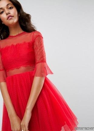 Нарядное вечернее красное платье asos