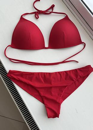 Червоний роздільний купальник calzedonia