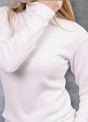 Водолазка однотонна жіноча біла осінь зима рибана, гольф жіночий однотонний базовий білий m l xl 2xl xl