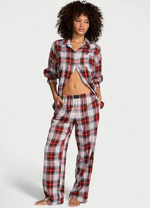 Женская пижама (брюки + рубашка) victoria's secret (5877437714898) flannel pajama xxl серая