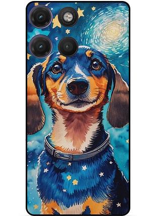 Силіконовий бампер чохол для motorola moto g17 з малюнком пес ван гог зіркова ніч