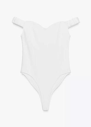 Базовий білий боді з оздобленням піко zara/зара.