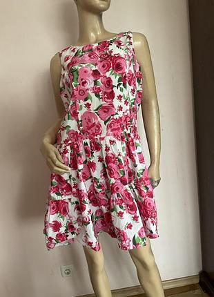 Бавовняна сукня в квіти / xl- xxl/ brend e- vie