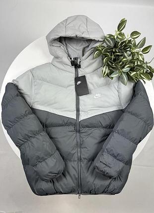 Пуховик nike storm-fit сірий вишите лого