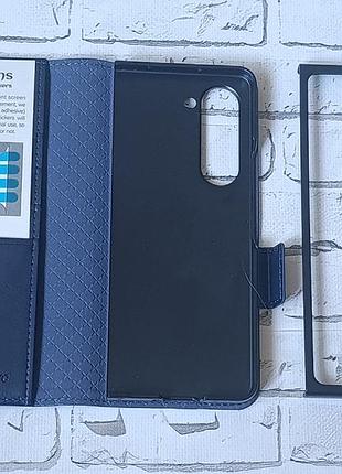 Чехол-книжка для samsung galaxy z fold 5 - темно-синий, с магнитной застежкой и отделениями для карт