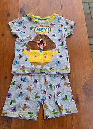 Tu hey duggee яркий летний костюм футболка шорты мальчику девочке 3-4 г 98-104 см