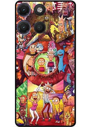 Силиконовый чехол бампер для motorola moto g17 с картинкой rick and morty рик и морти