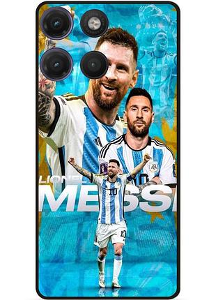Силиконовый бампер чехол для motorola moto g17 с рисунком messi месси