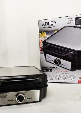 Електрична вафельниця adler ad 3083 з антипригарним покриттям, регулюванням температури та 1800вт tk-59
