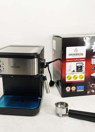 Эспрессо кофемашина crownberg cb-1570 1200 вт с рабочим давлением 20 бар и функцией приготовления 2 чашок gw-46