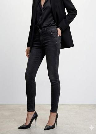 ❤️1+1=3❤️ zara z1975 denim жіночі чорні джинси, базові джинсові штани скінні, стильні джинсові брюки з високою посадкою, розмір m/l
