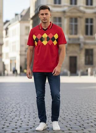 Мужская футболка belgium chest print polo red размер s