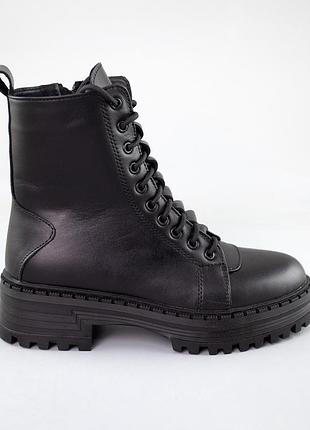 Черевики жіночі шкіра хутро 592692 чорні