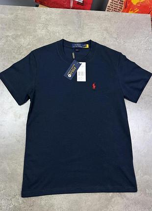 Футболка polo ralph без воротничка синяя