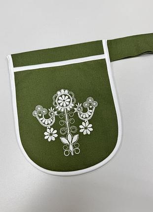 Кармашек складной на зеленом (хаки) льне