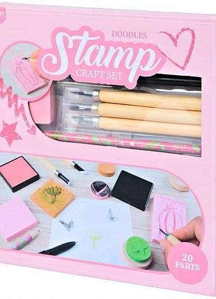 Набор штампов doodles craft set 20 предметов розовый