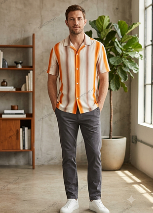 Красивая стильная мужская рубашка h&m regular fit этикетка 2