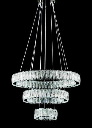 Современная светодиодная хрустальная люстра l50804/600+400+200/3 led (ch)