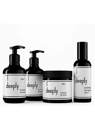 Зволожуючий набір для волосся deeply hydrating 4-в-1 (шампунь + кондиціонер + маска + спрей)