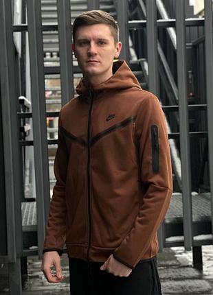 Зип худи nike tech fleece коричневый