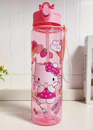 Детская бутылка для воды с hello kitty gw-2912 розовая