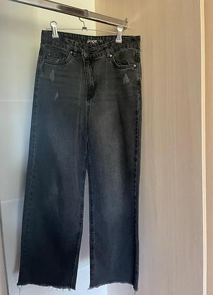 Джинси pageone широкі straight wide-leg сіро-чорні