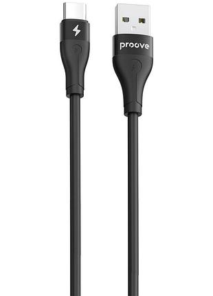 Кабель proove soft silicone usb to type-c 3a (2m) black