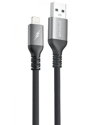 Кабель proove regen silicone usb to lightning 2.4a (1m) black