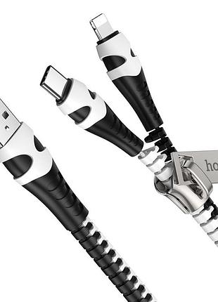 Кабель 2в1 usb to lightning/ type-c 1m hoco u97
