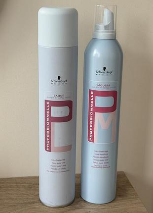 Лак і піна для волосся надсильної фіксації  schwarzkopf professional professionnelle super strong hold