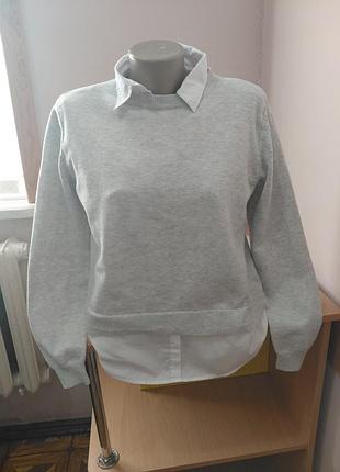 🩵💛 джемпер з імітацією сорочки розмір  s-m primark
