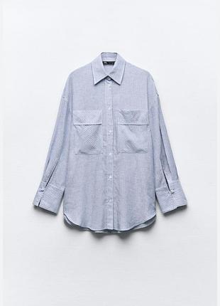Сорочка з льоном у стилі релакс zara