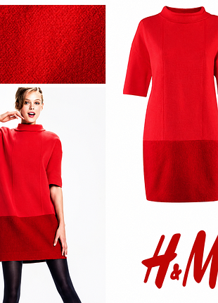 H&m комбінована сукня із шерсті, бавовни та ліоцелу