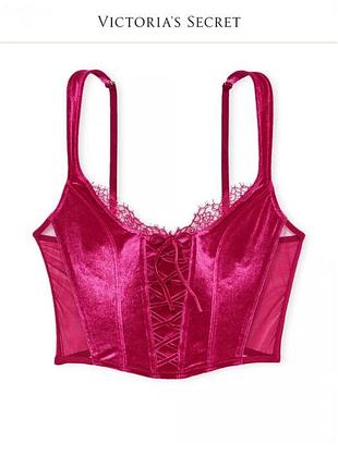 Корсетний оксамитовий топ victoria's secret dream angels unlined lace-up corset top